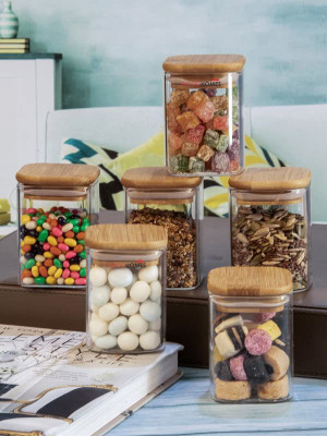 T R Creation Glass Cookie Jar  - 240 ml(Pack of 6, Clear)