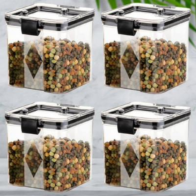 ADMONITION Plastic Bread Container  - 700 ml(Pack of 4, Black, White)