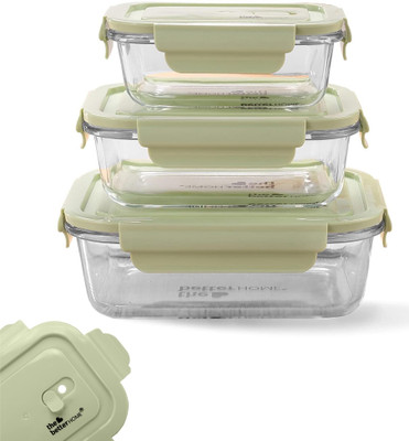 The Better Home Glass Utility Container  - 410 ml, 680 ml, 1040 ml(Pack of 3, Green)