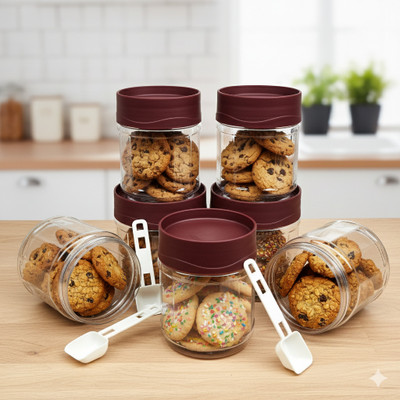 SKY STACK-O Plastic Grocery Container  - 900 ml(Pack of 9, Maroon)