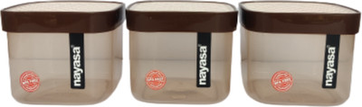 NAYASA Plastic Grocery Container  - 550 ml(Pack of 3, Brown)