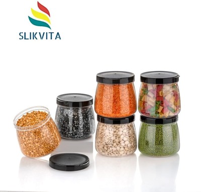 Slikvita Plastic Grocery Container  - 900 ml(Pack of 6, Black)