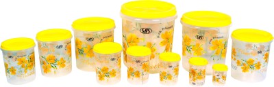 SAS Plastic Grocery Container  - 250 g, 500 g, 750 g, 1 L, 2 L, 3 L, 4 L, 5 L, 7 L, 10 L, 15 L(Pack of 11, Yellow)