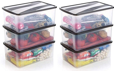 KDZONE Plastic Grocery Container  - 2000 ml(Pack of 6, Clear)
