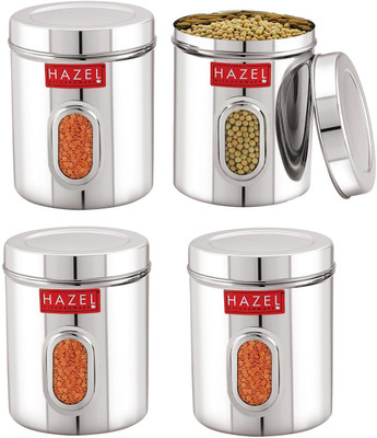 HAZEL Stainless Steel Utility Container  - 2400 ml(Pack of 4, Silver)