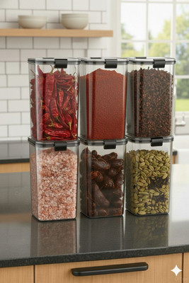 DYK Plastic Cookie Jar  - 1200 ml(Pack of 6, White)