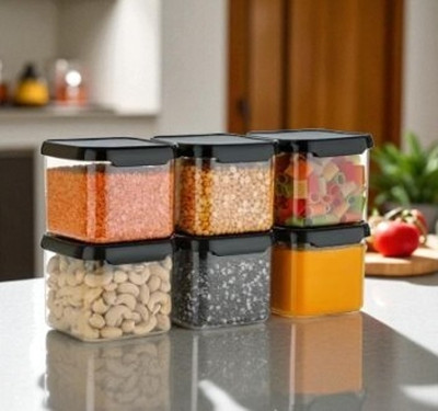 ALKAR Plastic Fridge Container  - 500 ml(Pack of 6, Black)