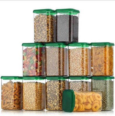 SKYLIFE Plastic Grocery Container  - 1100 ml(Pack of 12, Green)