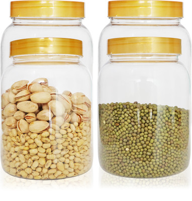 Pure Source India Plastic Utility Container  - 1100 ml(Pack of 4, Gold)