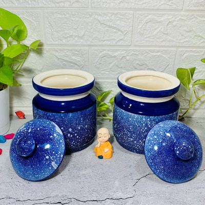 HomeFrills Ceramic Utility Container  - 1 kg(Pack of 2, Blue)