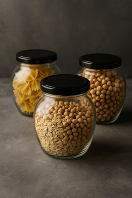 MM ENTERPRISE Glass Grocery Container  - 350 ml(Pack of 3, Clear)
