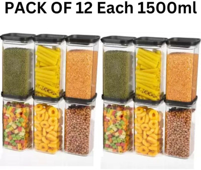 DEXON Plastic Grocery Container  - 1500 ml(Pack of 12, Clear)