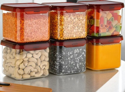 forsel Plastic Grocery Container  - 500 ml(Pack of 6, Red)