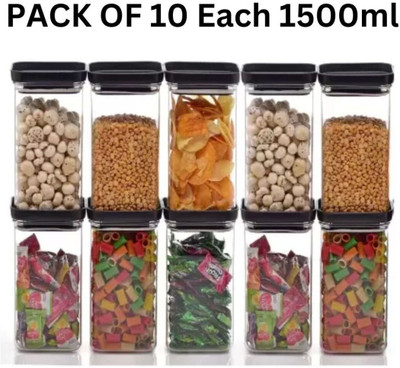 DEXON Plastic Grocery Container  - 1500 ml(Pack of 10, Clear)