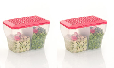 MAGICSPOON Polypropylene Fridge Container  - 2000 ml(Pack of 2, Pink)
