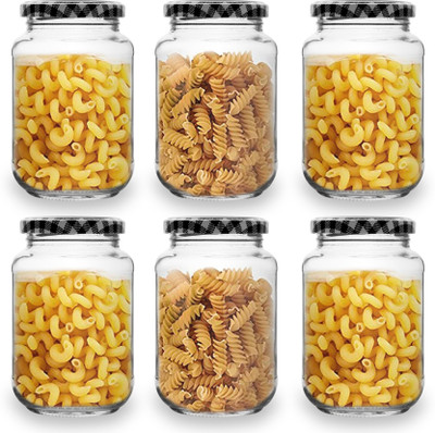 CROCO JAR Glass Grocery Container  - 500 ml(Pack of 6, Clear)