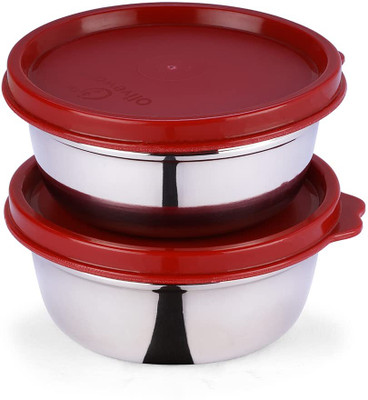 Oliveware Steel Utility Container  - 500 ml(Pack of 2, Red)