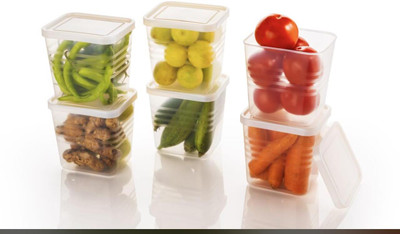 NIRAENTERPRISE Plastic Fridge Container  - 2 L(Pack of 6, Transparent)
