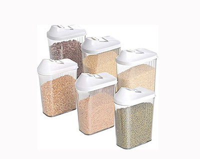 SWARAA Plastic Grocery Container  - 1 L(Pack of 6, Multicolor)