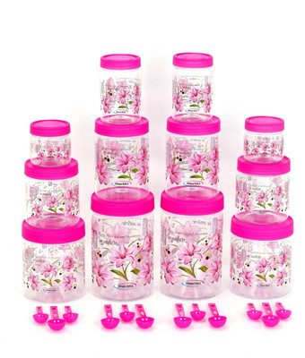 PEYTON Plastic Grocery Container  - 2000 ml, 1500 ml, 1000 ml, 750 ml, 500 ml, 250 ml(Pack of 12, Pink)