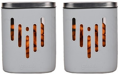 GLASAFE Glass Utility Container  - 900 ml(Pack of 2, Grey)