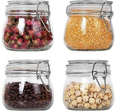 GOOD TO GREAT CREATION Glass Grocery Container  - 500 ml(Pack of 4, Clear)