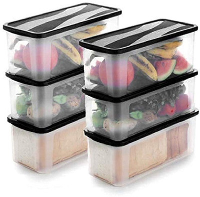 UNDERZZONE Plastic Grocery Container  - 2000 ml(Pack of 6, Clear)