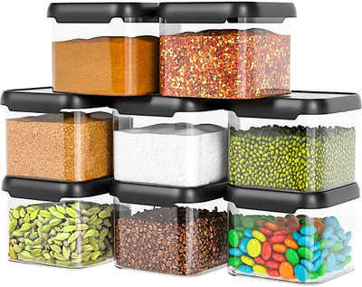 Krisha Nexus Plastic Grocery Container  - 500 ml(Pack of 8, Clear)