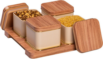 Selvel Polypropylene Utility Container  - 430 ml(Pack of 4, Beige)