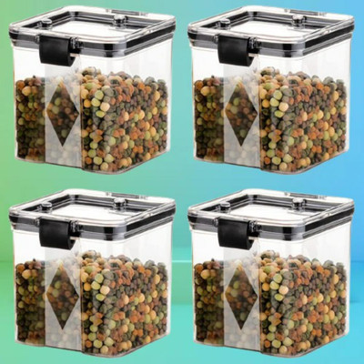 ADMONITION Plastic Bread Container  - 700 ml(Pack of 4, Black, White)