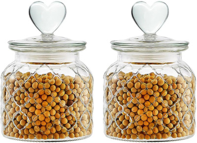 Avastro Glass Tea Coffee & Sugar Container  - 700 ml(Pack of 2, Clear)