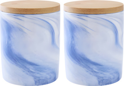 The Better Home Ceramic Grocery Container  - 400 ml(Pack of 2, Blue)