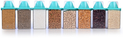 Finner Plastic Grocery Container  - 1100 ml(Pack of 8, Blue)