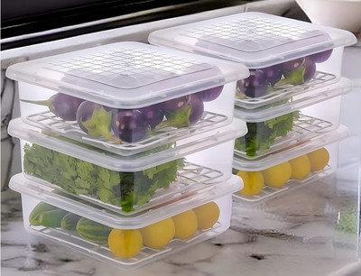 Rosebee Plastic Fridge Container  - 2400 ml(Pack of 6, Clear)