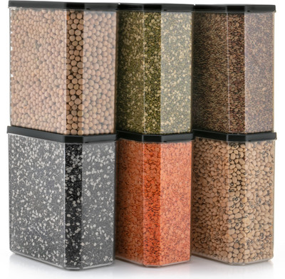 DEEJET Plastic Grocery Container  - 1500 ml(Pack of 6, Black)