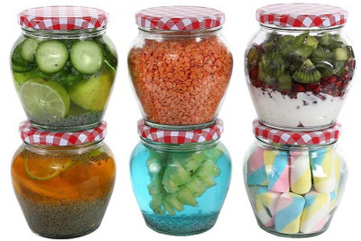 RUTVIHK Glass Grocery Container  - 250 ml(Pack of 6, Clear)