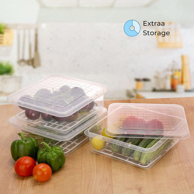 ZenZone Plastic Fridge Container  - 2500 ml(Pack of 3, White)