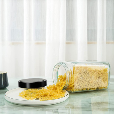 Coozico Glass Grocery Container  - 1000 ml(Pack of 3, Black)