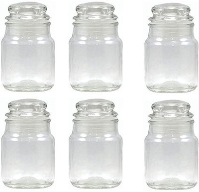 KRTI STORE Glass Utility Container  - 100 ml(Pack of 6, Transparent)