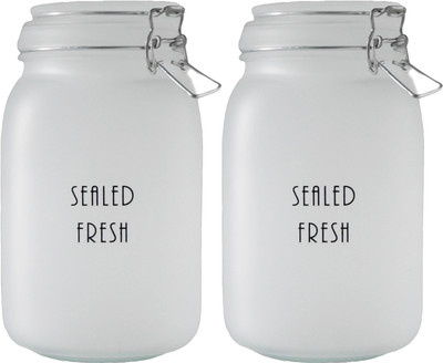 Femora Glass Grocery Container  - 1500 ml(Pack of 2, White)