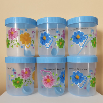 Maaa Store Plastic Grocery Container  - 1100 ml(Pack of 6, Blue)