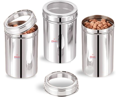 Ebun Stainless Steel Utility Container  - 500 ml(Pack of 3, Silver)