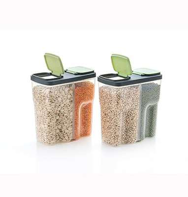 SWARAA Plastic Grocery Container  - 2.5 L(Pack of 2, Multicolor)