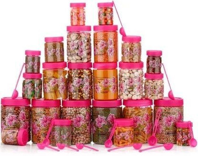 PEYTON Plastic Grocery Container  - 2000 ml, 1000 ml, 500 ml(Pack of 24, Pink)