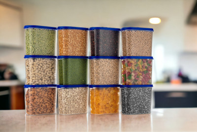 OMORTEX Plastic Grocery Container  - 1500 ml(Pack of 12, Blue)