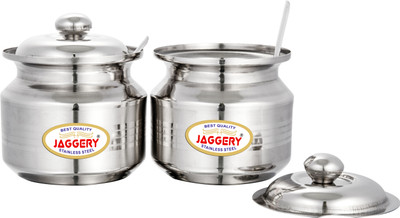 JAGGERY Steel Grocery Container  - 300 ml(Pack of 2, Silver)