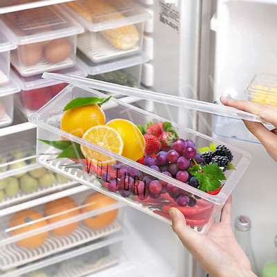 Zwarte Plastic Fridge Container  - 1500 ml(Pack of 6, Clear)