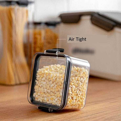 Shree Enterprise Plastic Grocery Container  - 700 ml(Pack of 4, Black)