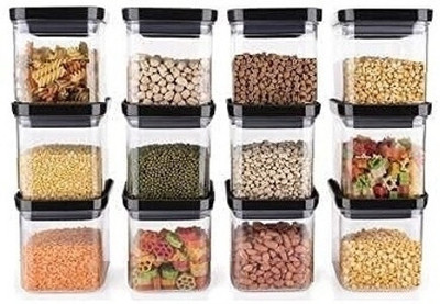 Zubix Plastic Grocery Container  - 500 ml(Pack of 12, Black)