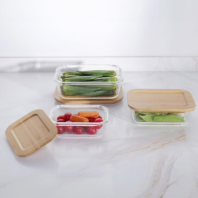 KUBER INDUSTRIES Glass Utility Container  - 1050 ml(Pack of 3, Clear)